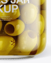 Glass Green Olives Jar with Paper Cap Mockup