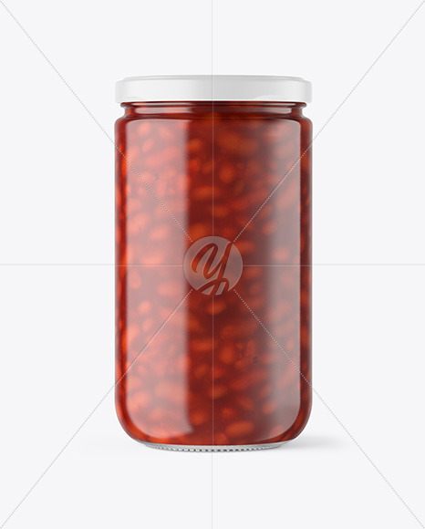 Clear Glass Jar with Beans Mockup