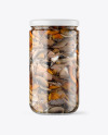 Clear Glass Jar with Marinated Mixed Mushrooms Mockup