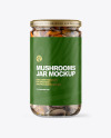 Clear Glass Jar with Marinated Mixed Mushrooms Mockup