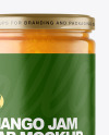 Clear Glass Jar with Mango jam Mockup