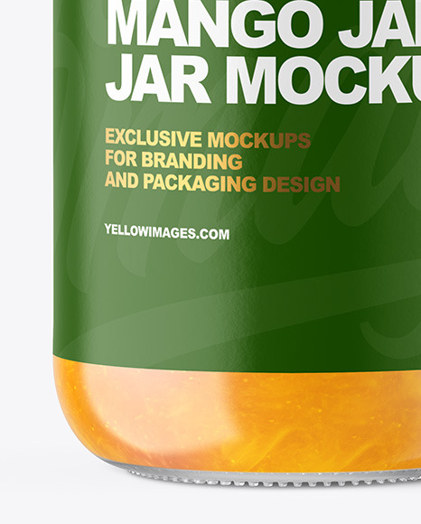 Clear Glass Jar with Mango jam Mockup