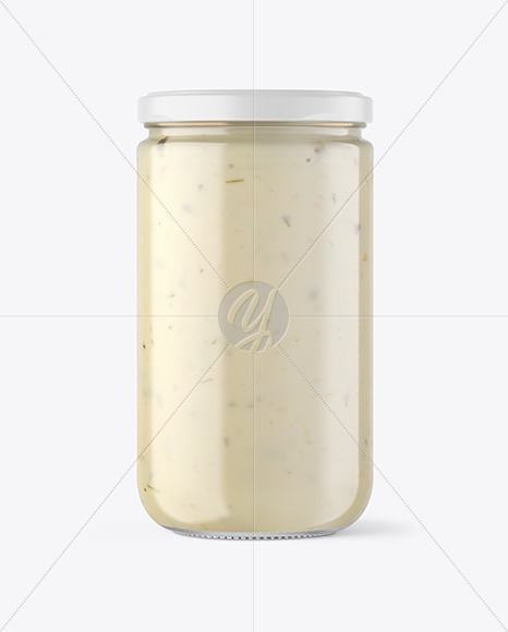 Clear Glass Jar with Tar Tar Sauce Mockup