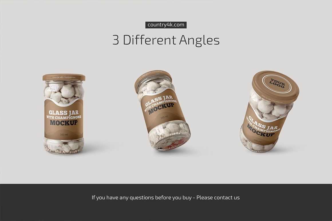 Glass Jar with Champignons Mockup Set Glass Jar with Champignons Mockup Set