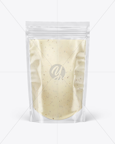 Clear Plastic Pouch w/ Tar Tar Sauce Mockup