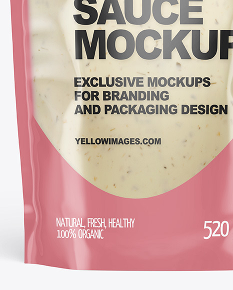 Clear Plastic Pouch w/ Tar Tar Sauce Mockup