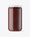 Clear Glass Jar with Raspberry Jam Mockup