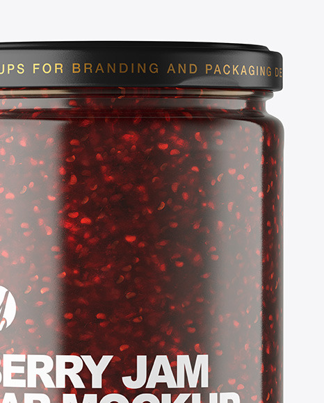 Clear Glass Jar with Raspberry Jam Mockup