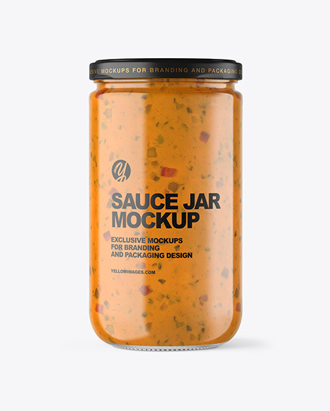 Clear Glass Jar with Chipotle Sauce Mockup