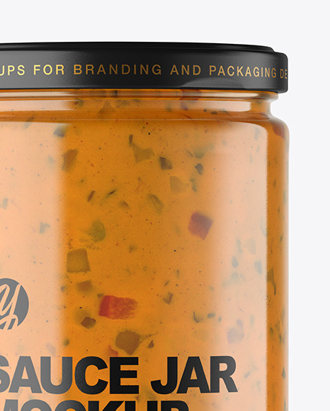 Clear Glass Jar with Chipotle Sauce Mockup