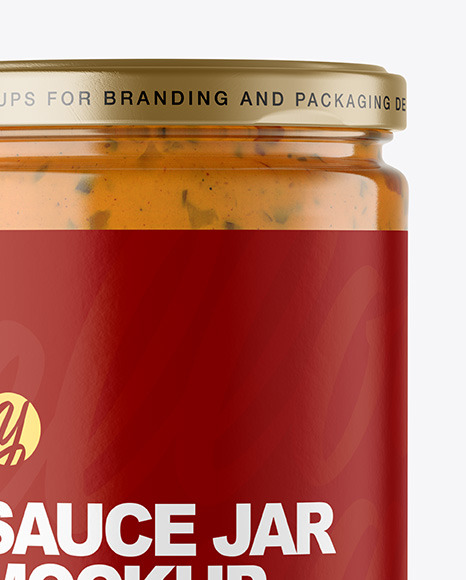 Clear Glass Jar with Chipotle Sauce Mockup