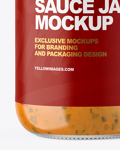 Clear Glass Jar with Chipotle Sauce Mockup