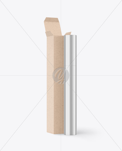 Metallic Lipstick Pencil w/ Kraft Paper Box Mockup