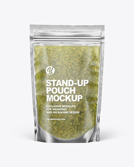 Frosted Plastic Pouch w/ Pesto Sauce Mockup