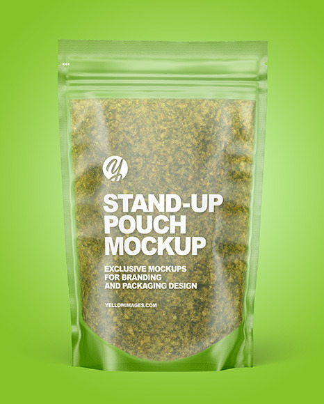 Frosted Plastic Pouch w/ Pesto Sauce Mockup