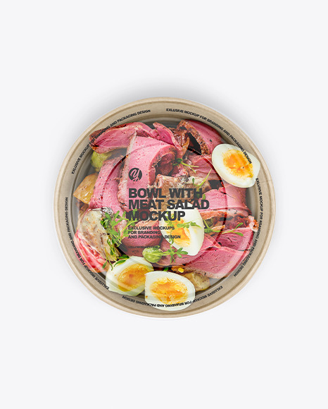 Paper Bowl With Meat Salad Mockup