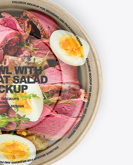 Paper Bowl With Meat Salad Mockup