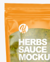 Clear Plastic Pouch w/ Spicy Herbs Sauce Mockup