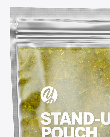 Clear Plastic Pouch w/ Spicy Herbs Sauce Mockup