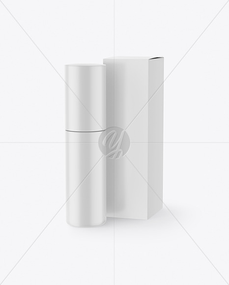 Matte Cosmetic Bottle with Paper Box Mockup