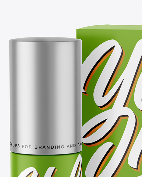 Matte Cosmetic Bottle with Paper Box Mockup