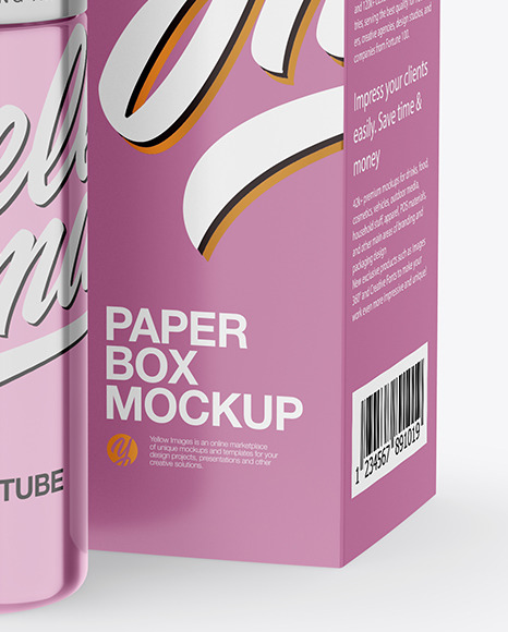 Metallic Cosmetic Bottle with Paper Box Mockup