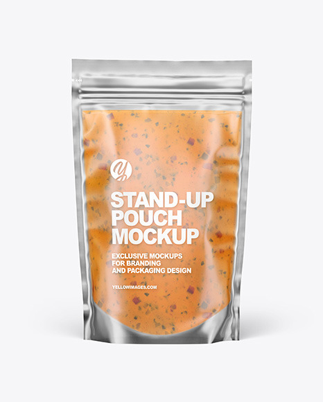 Frosted Plastic Pouch w/ Chipotle Sauce Mockup