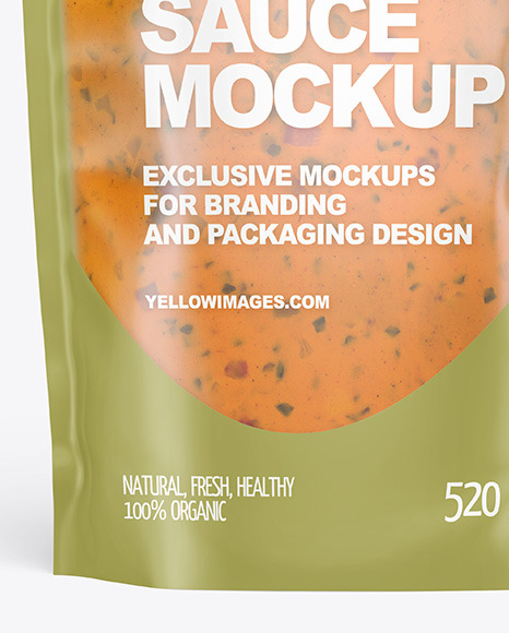 Frosted Plastic Pouch w/ Chipotle Sauce Mockup