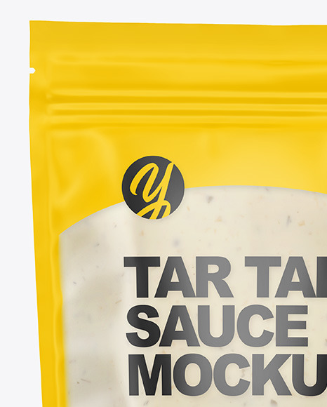 Frosted Plastic Pouch w/ Tar Tar Sauce Mockup