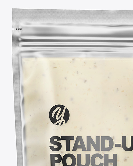 Frosted Plastic Pouch w/ Tar Tar Sauce Mockup