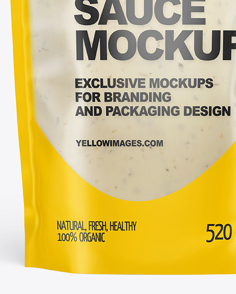 Frosted Plastic Pouch w/ Tar Tar Sauce Mockup