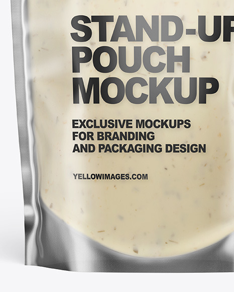 Frosted Plastic Pouch w/ Tar Tar Sauce Mockup