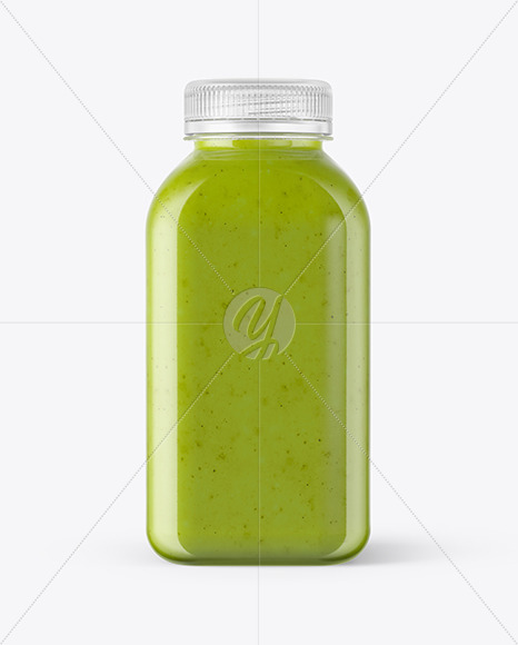 Square Green Smoothie Bottle Mockup