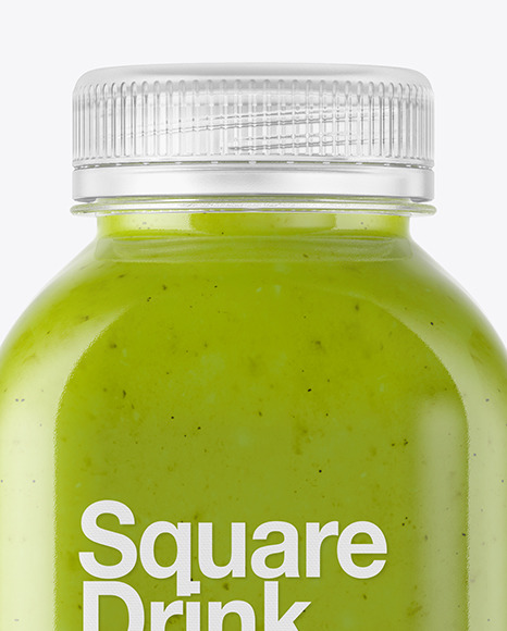 Square Green Smoothie Bottle Mockup