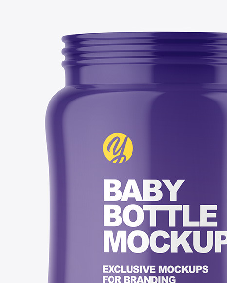 Glossy Baby Bottle with Opened Cap Mockup