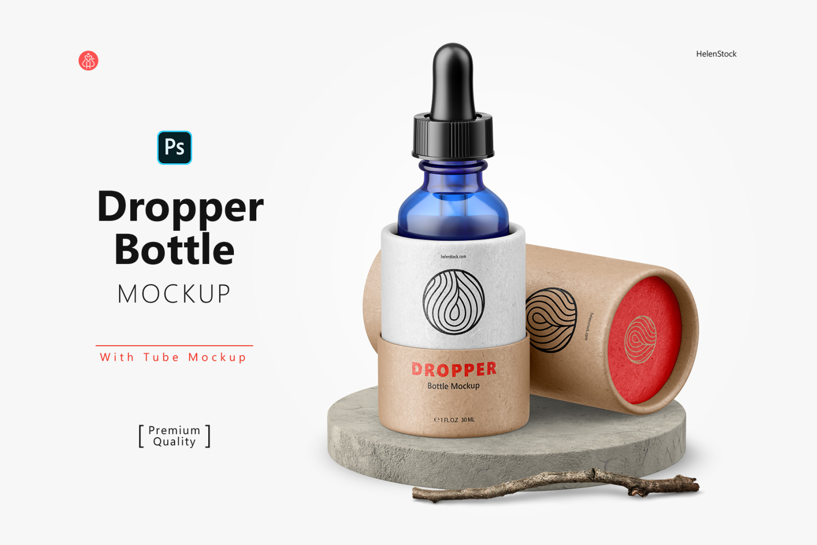 Dropper Bottle with Tube Mockup Dropper Bottle with Tube Mockup