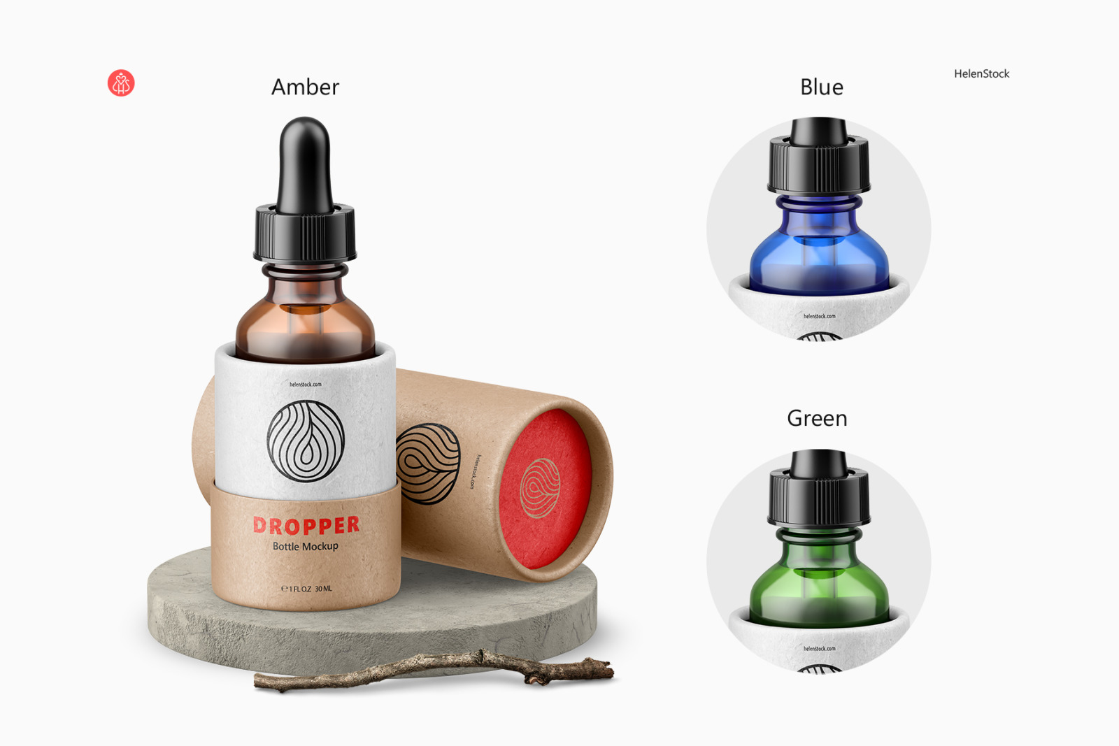 Dropper Bottle with Tube Mockup Dropper Bottle with Tube Mockup