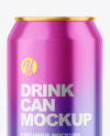 330ml Glossy Metallic Drink Can Mockup