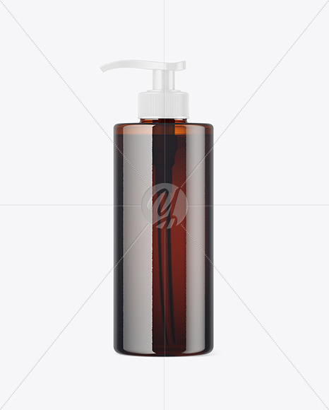 Amber Plastic Pump Bottle Mockup