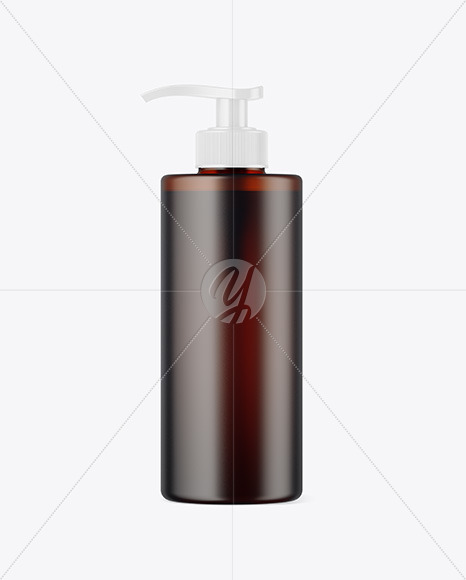 Frosted Amber Plastic Pump Bottle Mockup