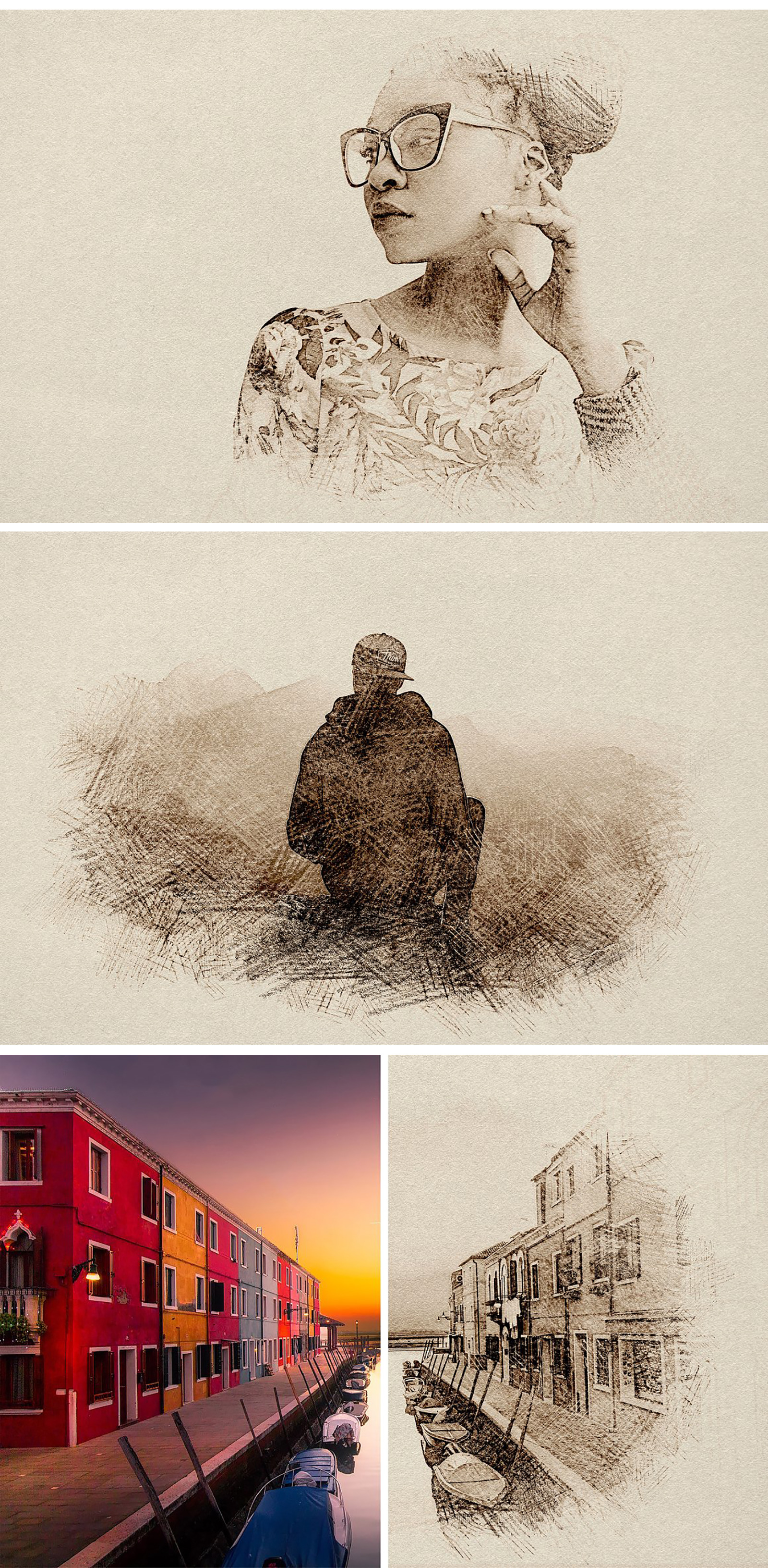 Vintage Sketch Photo Effect Vintage Sketch Photo Effect