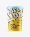 Glossy Sour Cream Cup with Transparent Cap Mockup