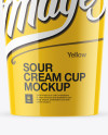 Glossy Sour Cream Cup with Transparent Cap Mockup