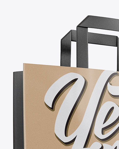 Kraft Bag Mockup - Half Side View