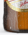 12oz Amber Beer Bottle With Condensation Mockup