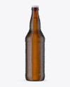 22oz Amber Beer Bottle With Condensation Mockup