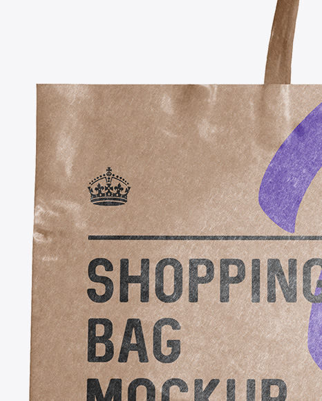 Glossy Kraft Paper Shopping Bag Mockup - Front View