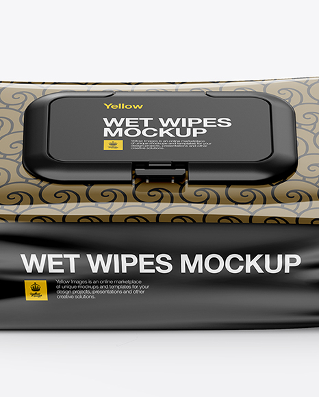 Wet Wipes Pack With Plastic Cap Mockup (High-Angle Shot)