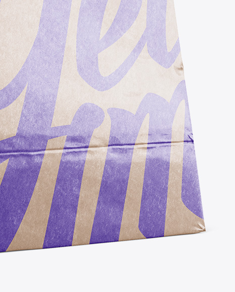 Glossy Kraft Paper Shopping Bag Mockup - Halfside View (Eye-Level Shot)