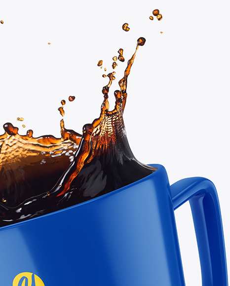 Glossy Mug w/ Coffee Splash Mockup